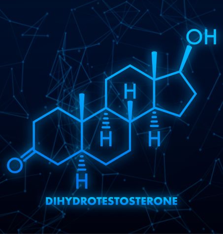 Dihydrotestosterone DHT hormone molecule skeletal forumula