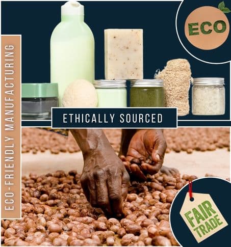 infographic of ehtical sourcing and manufacturing practices of natral grooming brands
