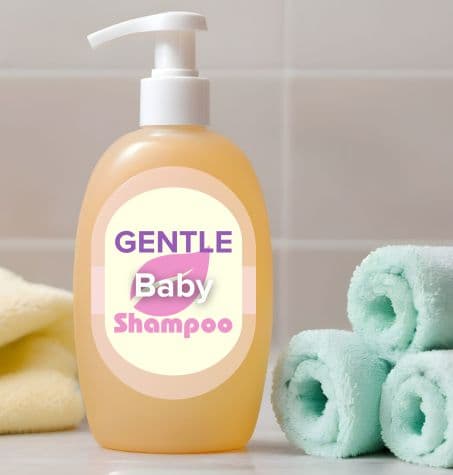 hypoallergenic baby shampoo and soft washcloth, suitable for sensitive skin