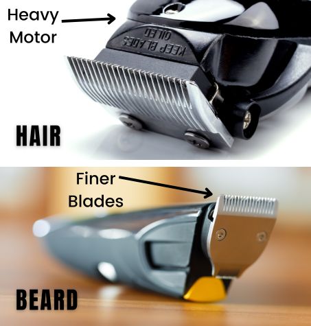 comparison: hair trimmer with stong motor versus beard trimmer with fine blades