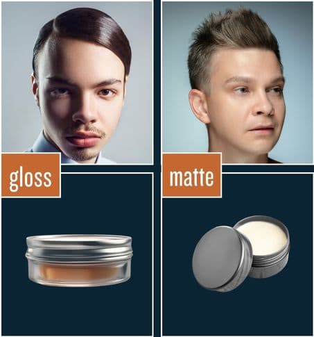Visual guide to different styling products and their finishes.