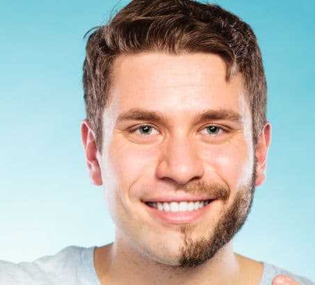 comparison: man with beard and man with no beard