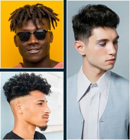 collage of men with undercut hair styles of different types