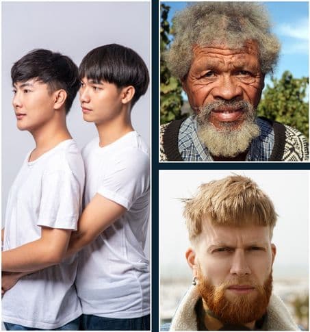 collage of men of different ages and ethnicity with variations of the textured crop