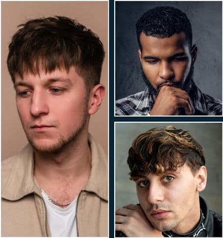 3 men of different ages and ethnicity with variations of the textured crop