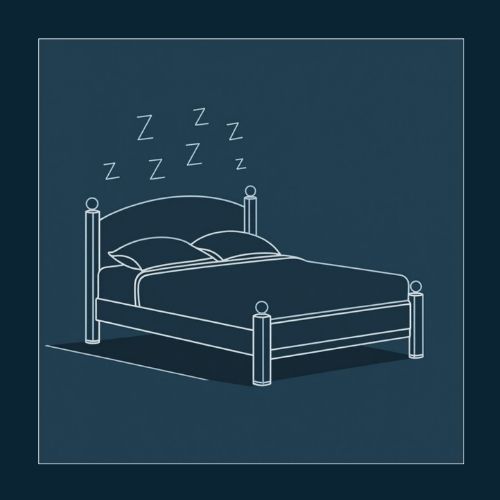 A minimalist bed outline with small “Z” marks above it.