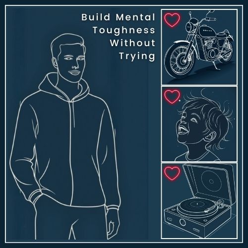 infographic: main image of man pondering with smaller images off to the side of things that make him grateful