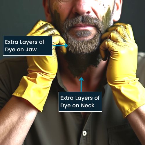 Extra layers of dye for neck and jaw line