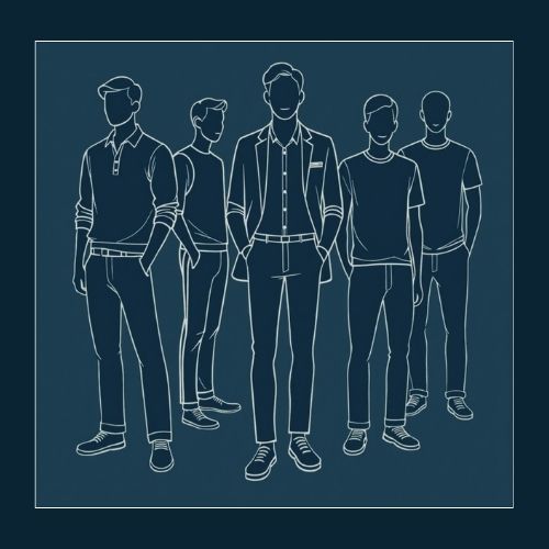 diverse group of men wearing diverse clothing styles