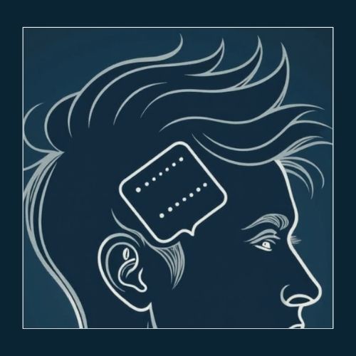 silhoutte of a man with a hair comb positioned on one side of his hair to indicate men'shair grooming