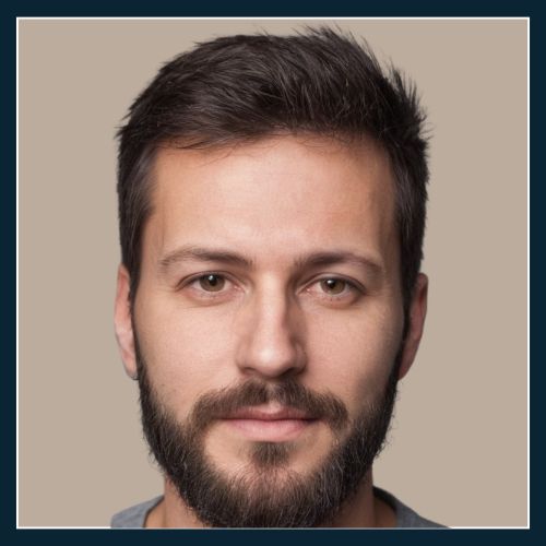 Mature man with a slightly thinner beard