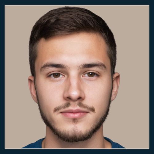 A boy in his late teens with light and patchy facial hair around jaw and moustache area