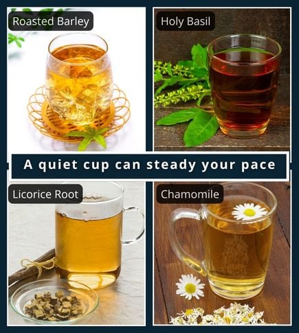 collage of calming teas