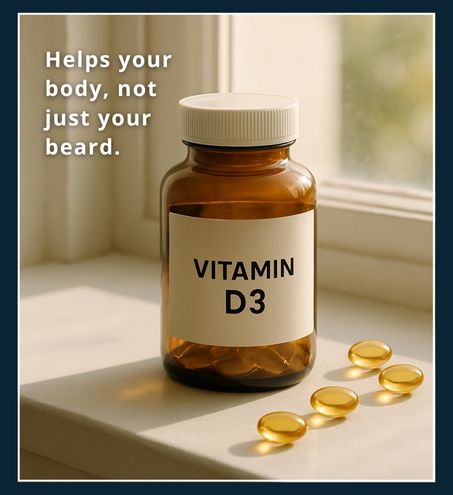 Vitamin D bottle near window with natural sunlight