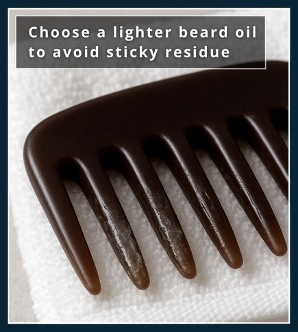 Wide-tooth comb teeth coated in a thin white film of beard oil residue