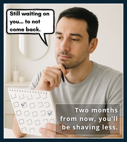 Man marking a date on a calendar to track Vaniqa progress for beard regrowth