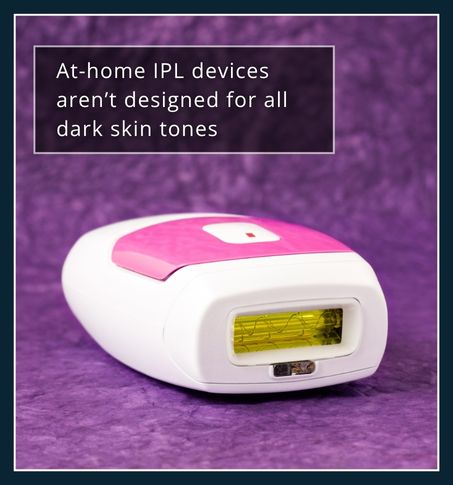 A handheld IPL hair removal device held