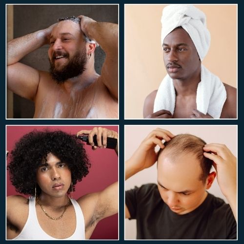 collage of methods for manging dry and frizzy hair