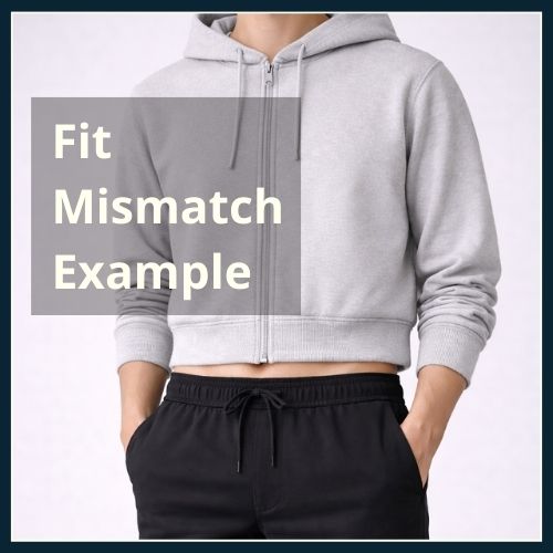 man wearing top that is too short for his body proportions