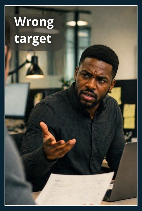 man reacting with irritation in a minor everyday situation