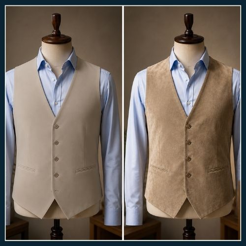 Side by side compairson showing texture and depth difference of fabrics