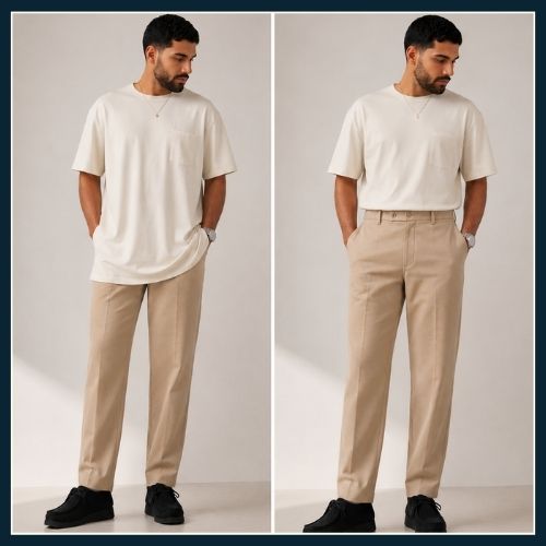 Comparison showing ways to lengthen the body by wearing the right length top.