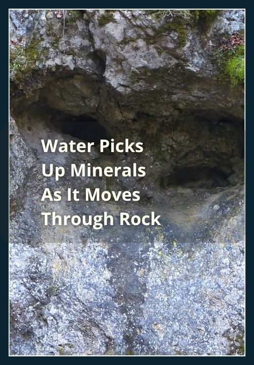 limestone rock with water pouring off it