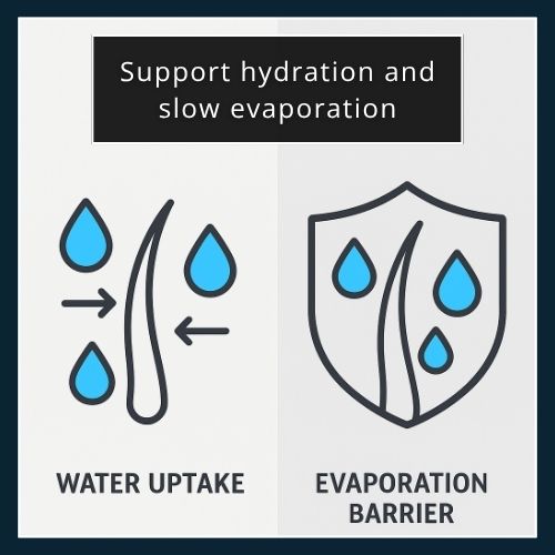 infographic showing moisture support for beard hair.